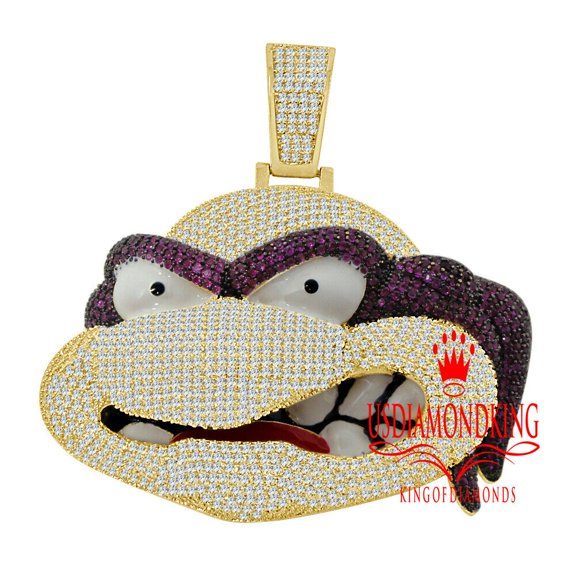 Men Collectible Custom Piece Multi Gold Finish Cartoon Character Pendent Charm