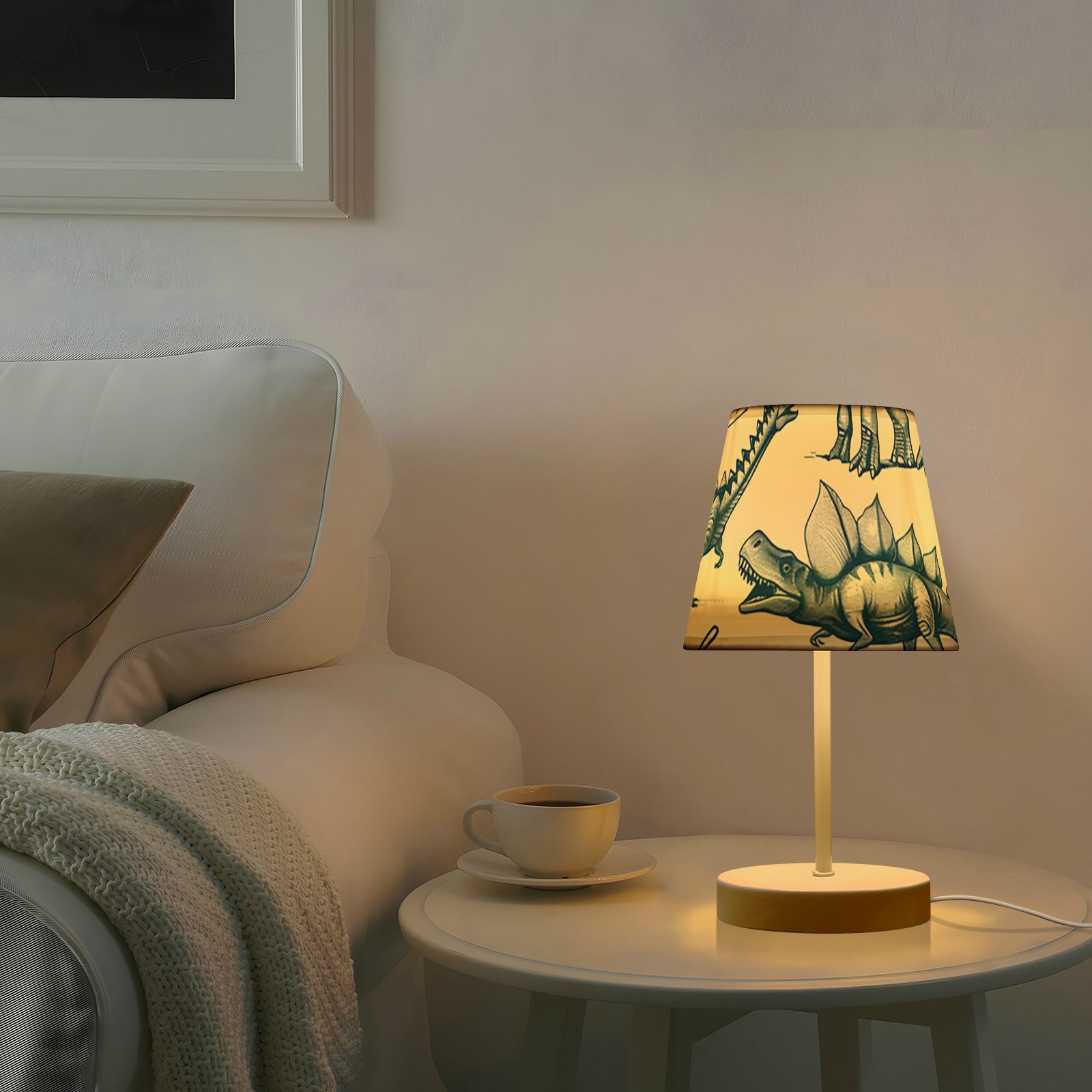 Hand-drawn Dinosaurs LED Desk Lamp Table Lamp USB Bedside Nightstand Small Lamp for Bedroom Living Room Kids Room