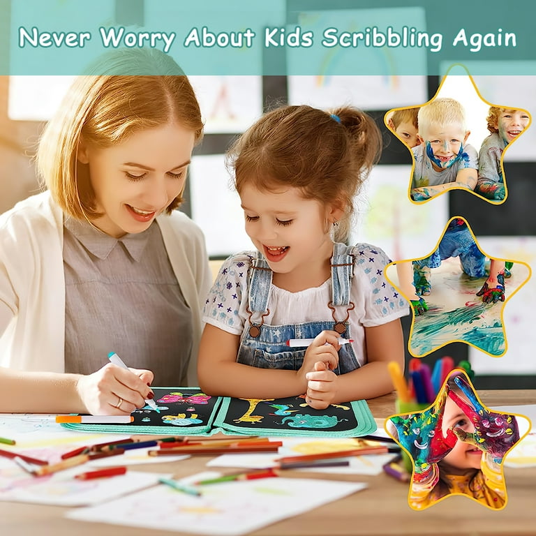 Buy DIVUE Kids Erasable Doodle Book, Art Book, Drawing Book, Reusable  Drawing Pads with 12 Watercolor Pens