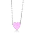 thumbnail image 5 of AVORA 925 Sterling Silver Simulated Pink Opal Heart Pendant Necklace with 15" Chain, 5 of 5