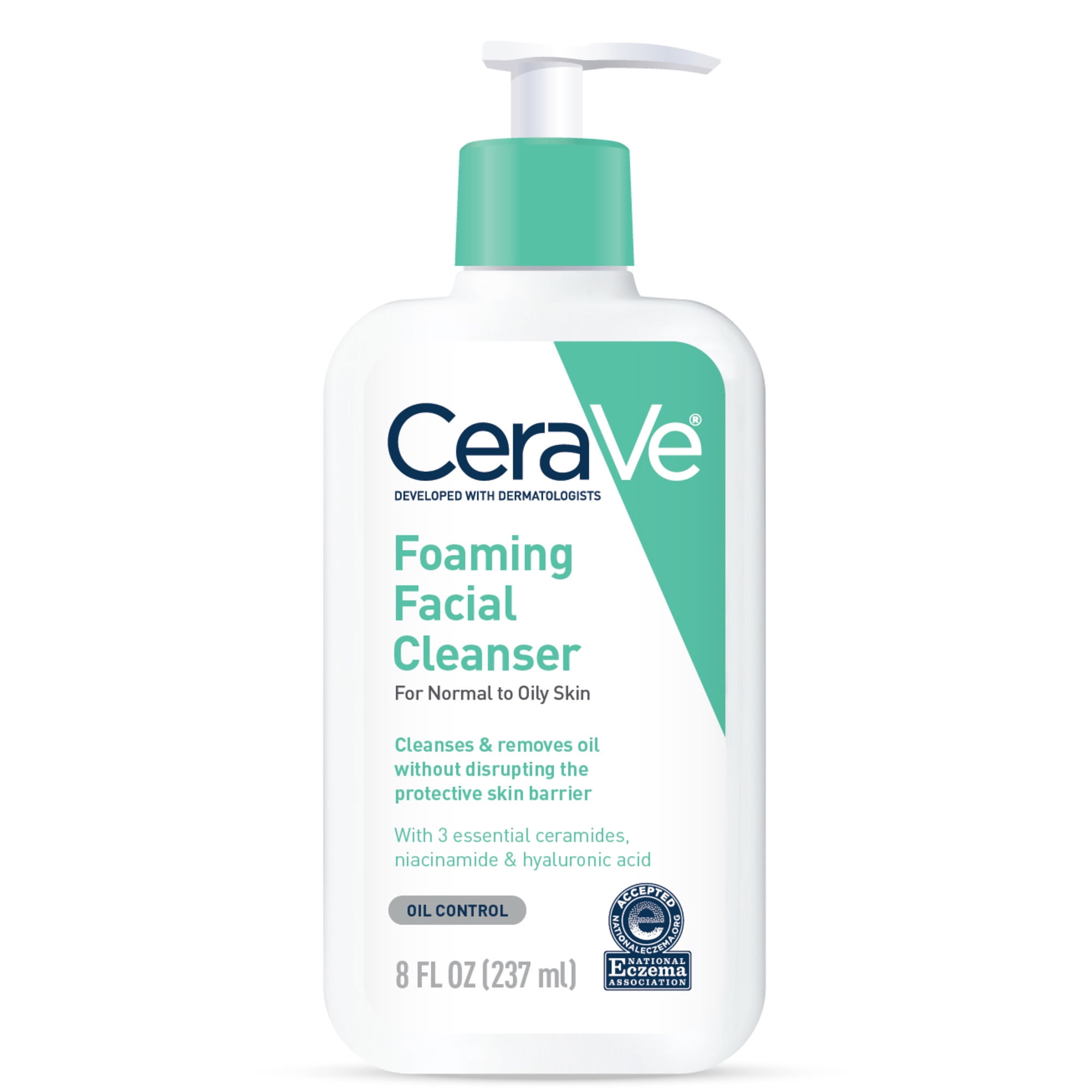CeraVe Foaming Facial Cleanser, Face Wash for Oily Skin, Fragrance Free, 8 oz - Walmart.com