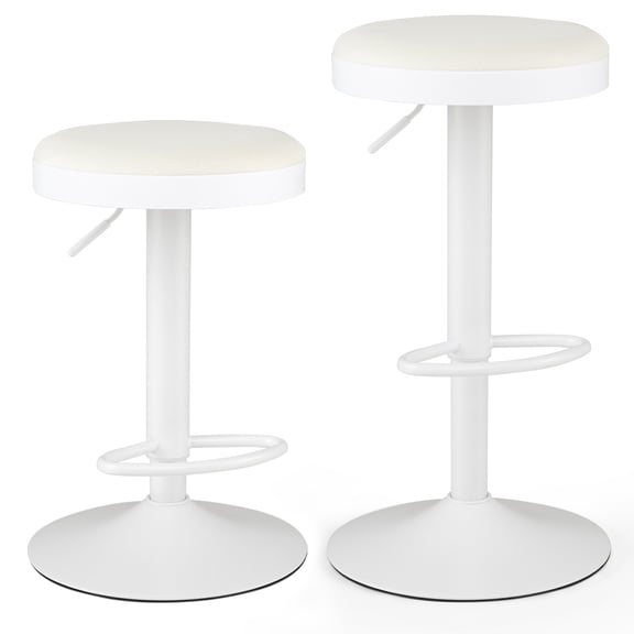 Costway Bar Stools Set of 2, Kitchen Bar Stools with Height Adjustment, Swivel Function White