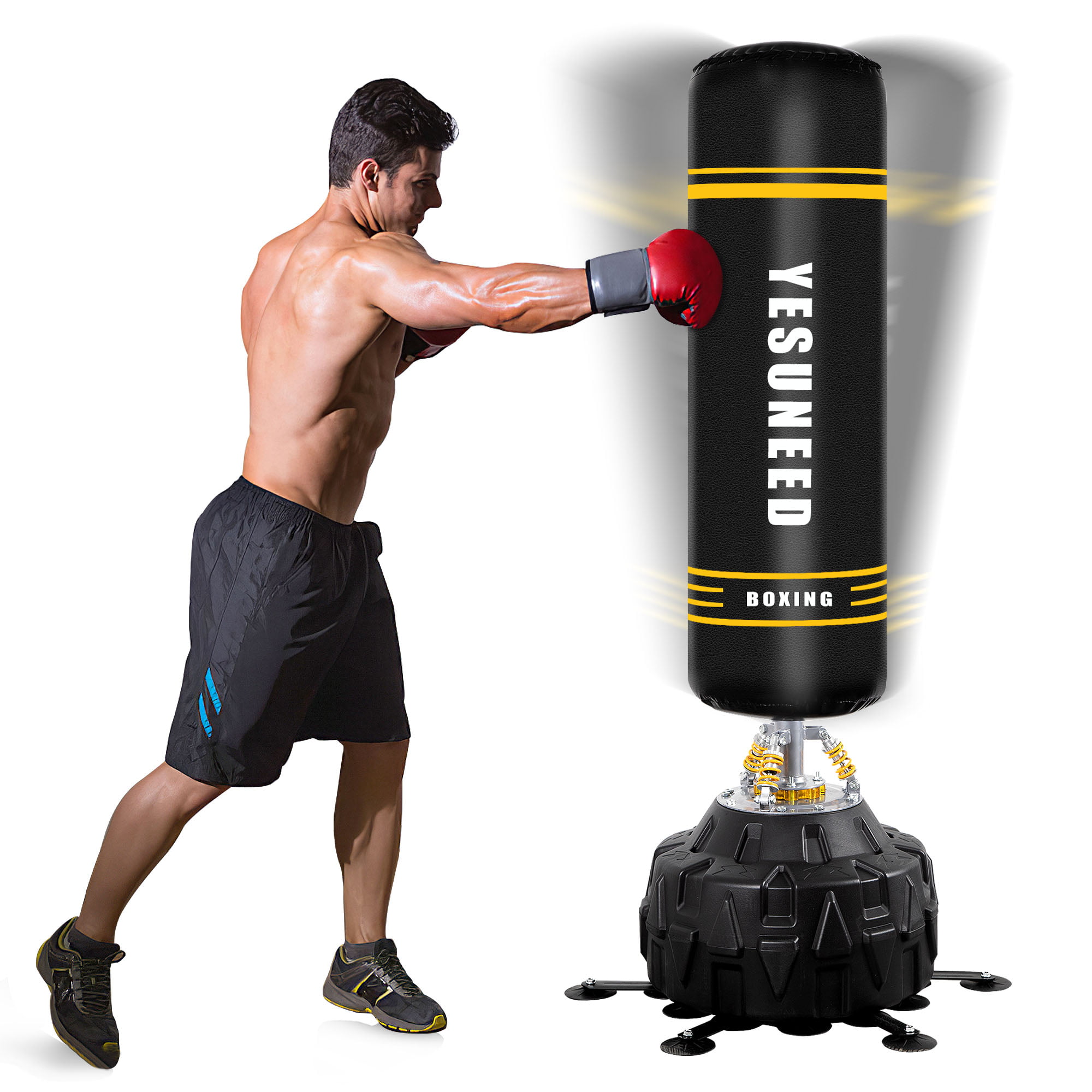 Details about   Boxing Punching Bag Set Free Standing Heavy Cardio Training MMA with Suction Cup 