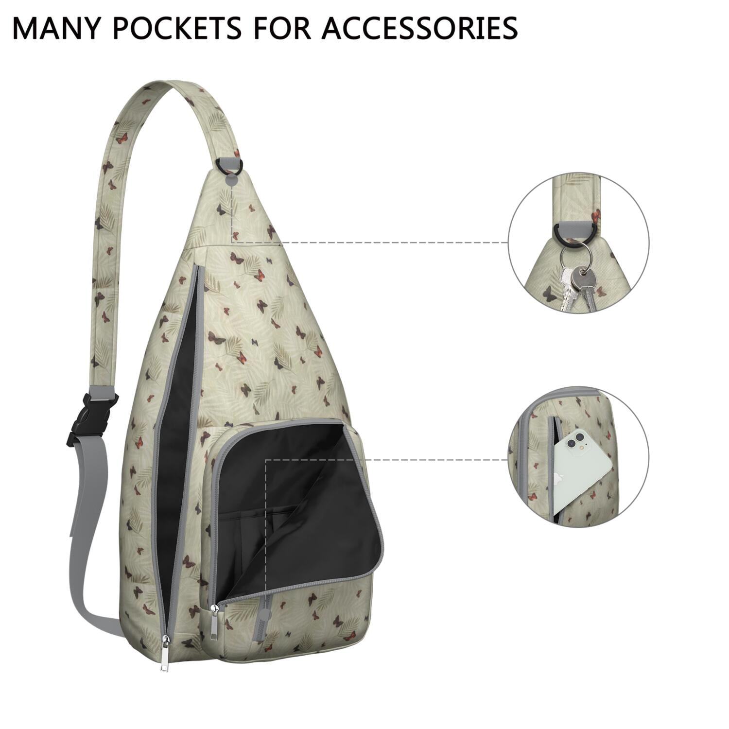 Tactical Butterfly Print Chest Bag - Lightweight Waterproof Shoulder Pack, Tear-resistant Sling Bag for Hiking/Camping (Unisex Design)