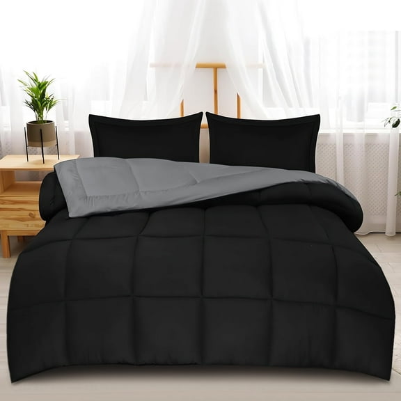 Queen Comforter Sets, Ultra-Soft All-Season Comforter 3-Piece Set | Reversible Dual-Sided Bedding Sets & Hypoallergenic Cluster Fiber Filling, Bed in a Bag with Comforter, Pillowcases