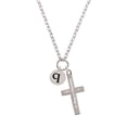 thumbnail image 2 of Delight Jewelry Silvertone Disc 1/2'' Initial - q - Be Strong and Courageous Engraved Cross Zoey Necklace, 28", 2 of 4