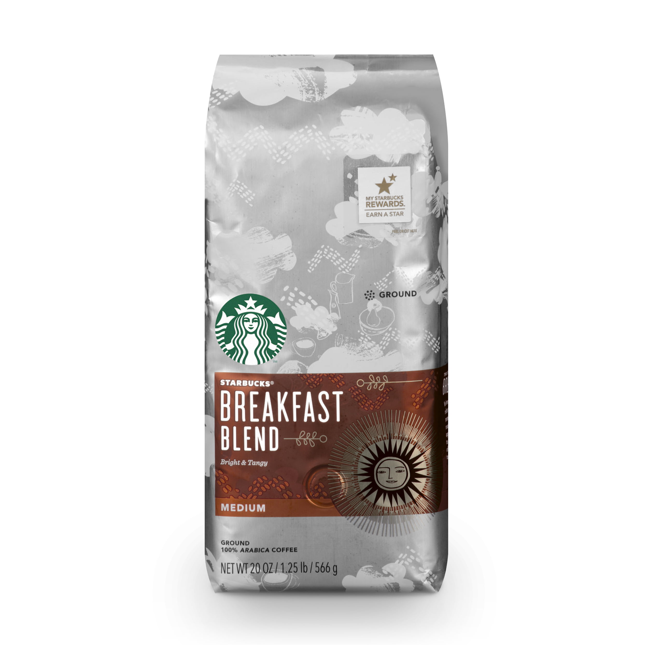 Starbucks Breakfast Blend Medium Roast Ground Coffee 20 Ounce Bag