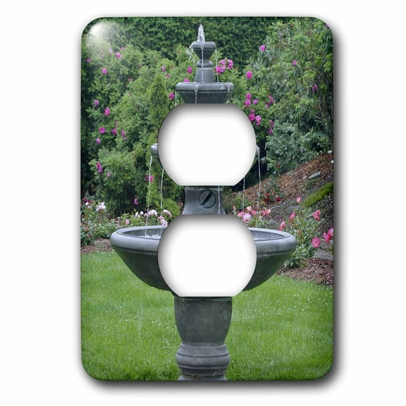 3dRose, New Brunswick, St Andrews, Fountain at KIngsbrae Garden-CN04 SPE0047 - Susan Pease, 2 plug outlet cover