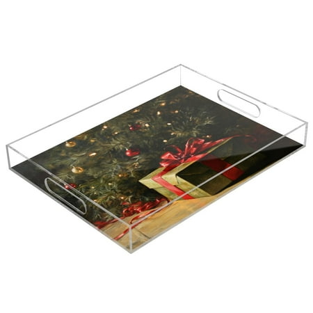 

Acrylic Tray 15.7*11.8*1.9 Inch Transparent Tray Food Tray Tea Cup Tray Serving Trays Cosmetics Storage Kitchen Table Bathroom Sundry Storage Christmas Gift Pictures
