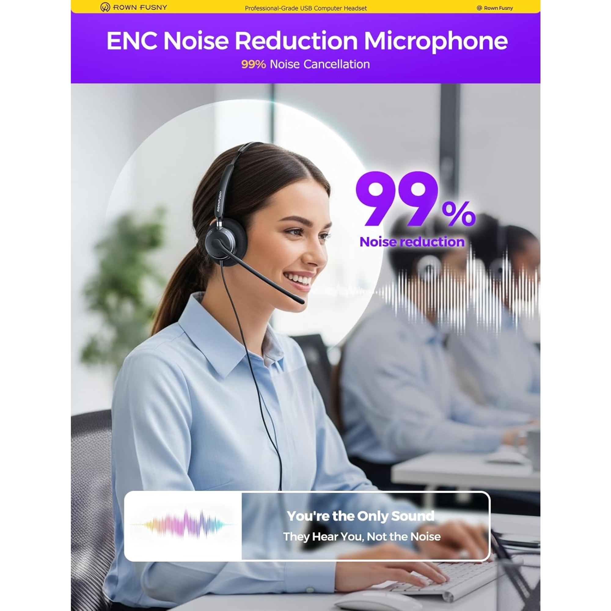 Rownfusny R06S Wired USB Headset With Noise-Canceling Mic (Pc/Laptop)