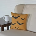 thumbnail image 1 of Pumpkin Spice Orange Primitive Halloween Decor Bats Cotton Stenciled Canvas Nature Print Square 12x12 Pillow, 1 of 3