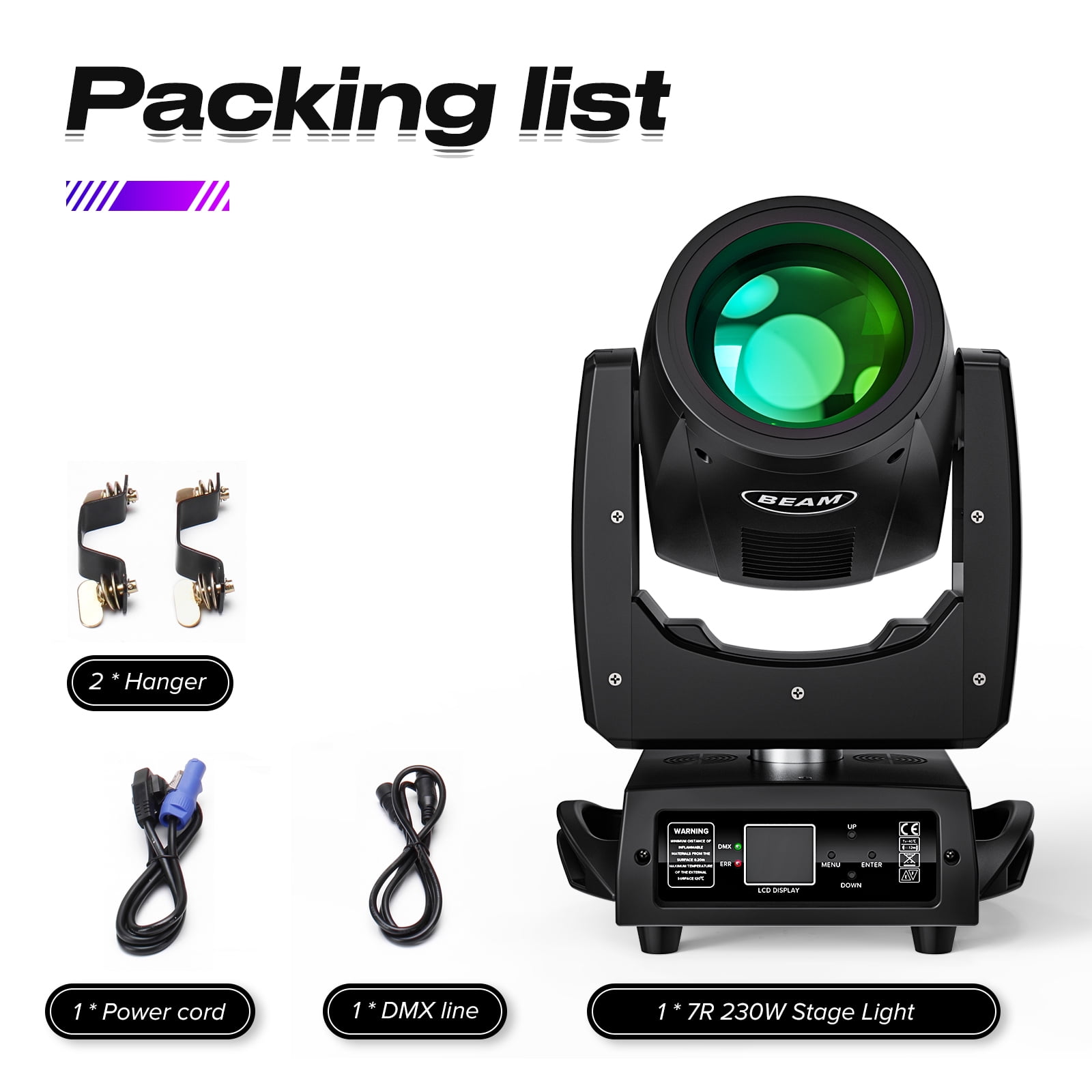 7R 230W Beam Sharpy Moving Head DJ Lights,LED Stage Light 17 Gobos and 14 Colors DMX512 Control for Wedding Disco Club Lighting Party Christmas, Black, 1Pack