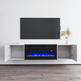 thumbnail image 6 of London BL-EF Fireplace TV Stand for TVs up to 70", Modern High Gloss 63" Entertainment Center, Electric Fireplace TV Media Console with Storage Cabinets, 6 of 9