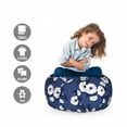 thumbnail image 2 of Floral Storage Toy Bag Chair, Repetitive Blooming Clove Flowers on Dark Tone Backdrop, Stuffed Animal Organizer Washable Bag, Large Size, Night Blue Cream, by Ambesonne, 2 of 3