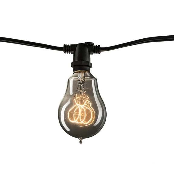 Bulbrite 14’ Black String Light with 10 25W A15 2200K Nostalgic Loop Bulbs