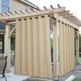 thumbnail image 2 of NICETOWN 2 Panels Outdoor Patio Curtains Windproof Top & Bottom Grommet & Back Tab, Biscotti Beige, W52 x L84, Thermal Insulated Windproof Drapes Keep Privacy for Yard/Porch with Ropes for Fixed, 2 of 11