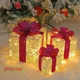 thumbnail image 2 of Caja de regalo de hierro forjado de 3 piezas con luces, adornos navideños para interiores y exteriores, decoración de patio, césped, 2024, 2 of 5