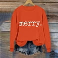 thumbnail image 4 of Enjoytime Ladies Sweatshirts Christmas Letter Printed Long Sleeve Crewneck Sweatshirt Fall Winter Casual Pullover Tops Orange XS, 4 of 6