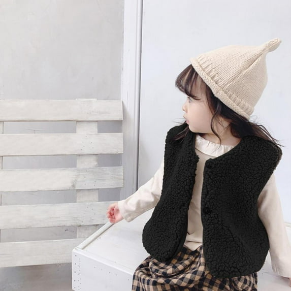 BRC Winter Korean Girl Lamb Wool Thickened Warm Vest Vest (9048) Black 90-7 Size