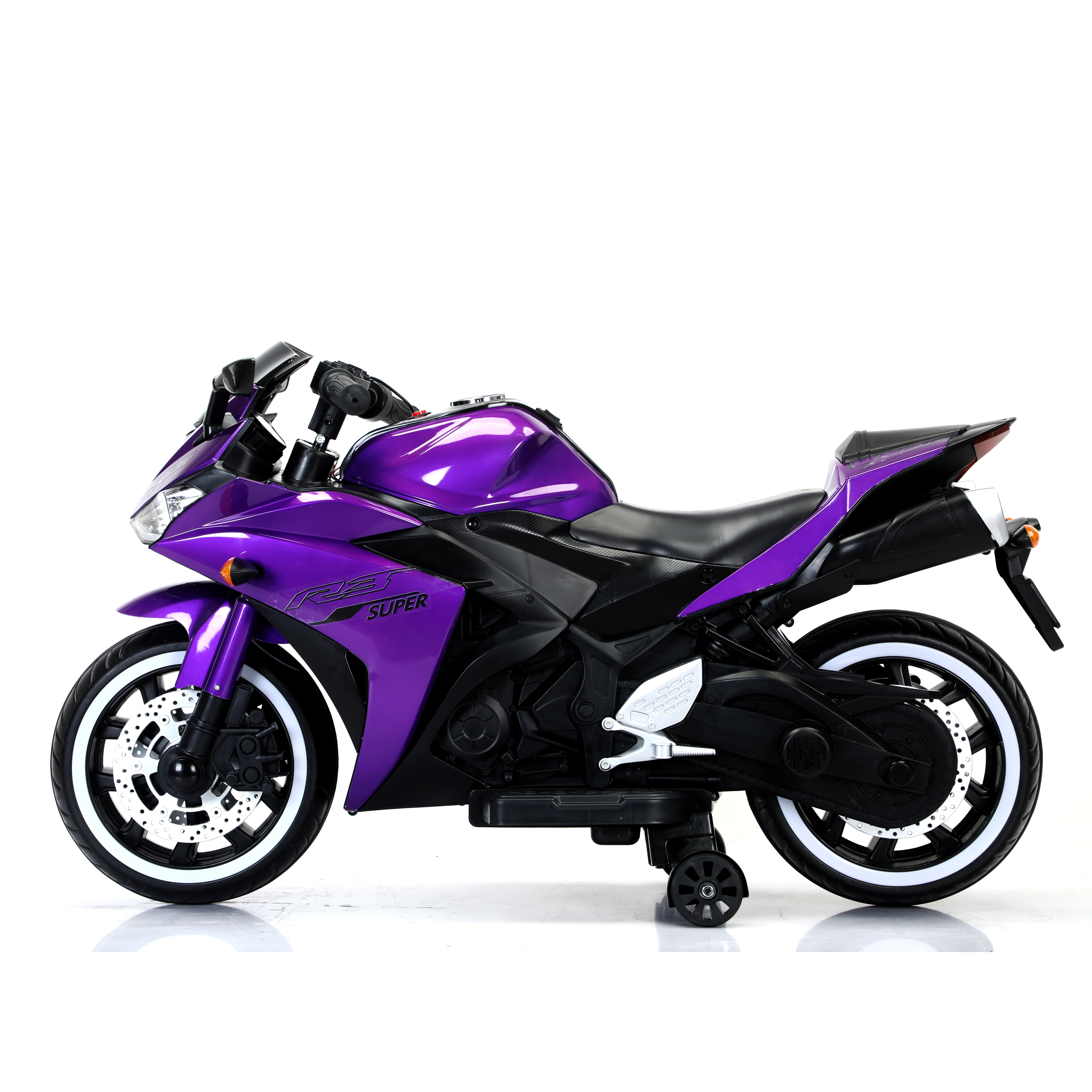 Tamco 12V Motorcycle for Kids 3-6 Years Ride On Vehicle With Training  Wheels/Manual throttle/ Drive By Hand /Lighting  Wheels