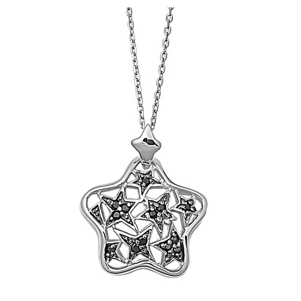 Black & Clear Glitzs Jewels 925 Sterling Silver Cubic Zirconia Necklace for Women Starfish | 
