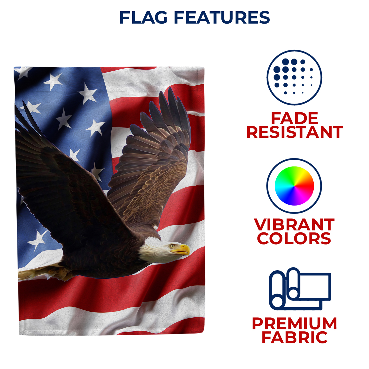 America Forever Wings of Freedom House Flag, 28 x 40 inch Double Sided, Bald Eagle American Flag Patriotic 4th of July Liberty Freedom Wings Soaring Outdoor Decor