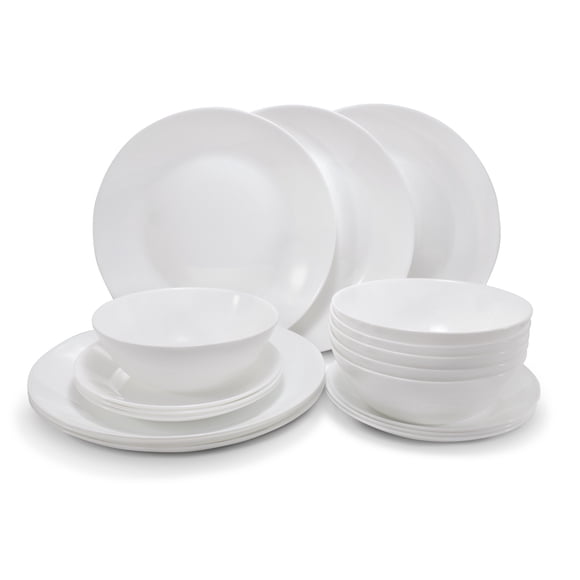 Juego De Vajilla Vidrio Opal Blanca 18 Piezas 6 Personas Blanca