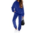 thumbnail image 2 of larppty Velour Lounge Sets for Women 2 Piece Velvet Tracksuits Jogging Hoodie Sweatsuits Soft Sports Leisure Jogger Outfit（Blue， M）, 2 of 9