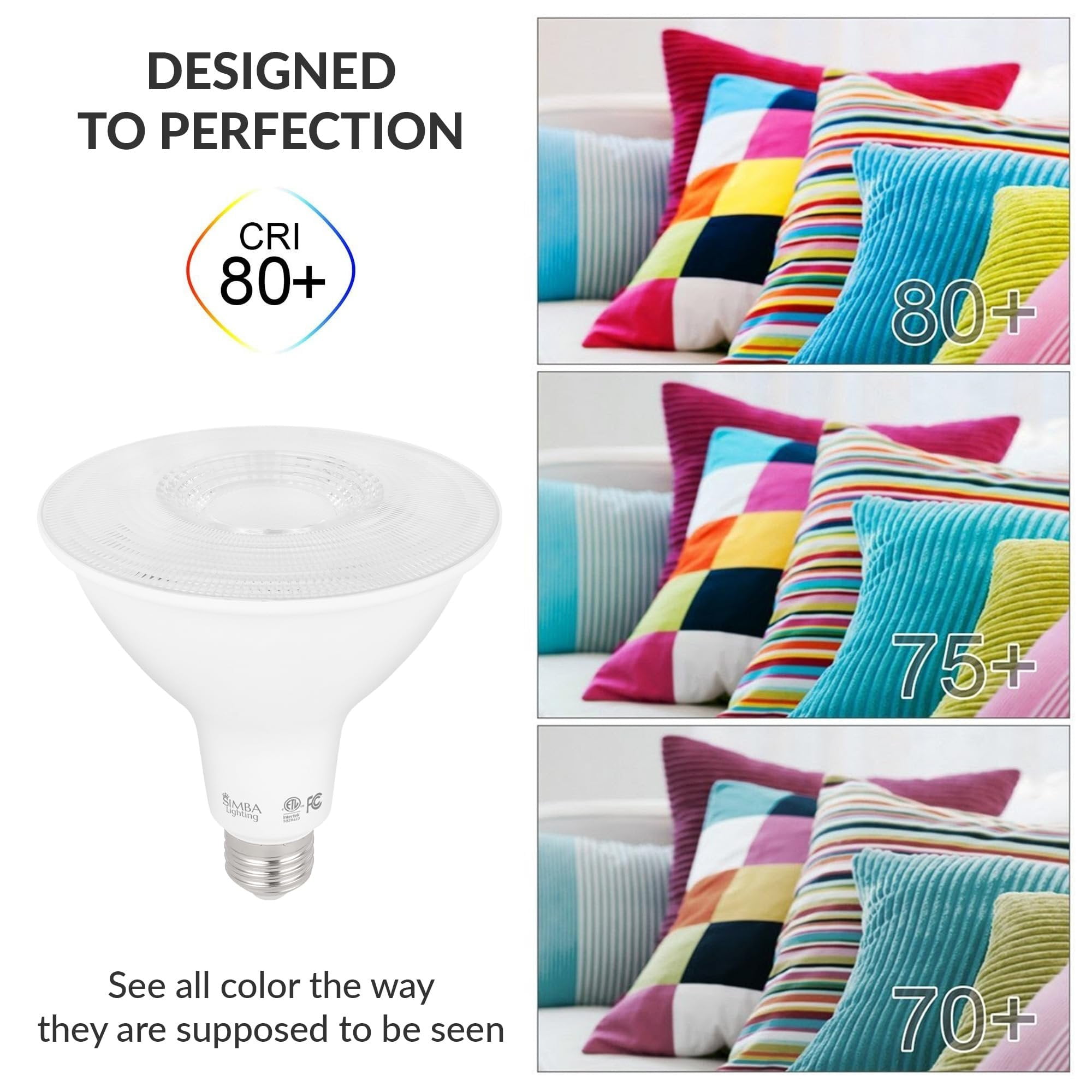 Simba Lighting LED PAR38 18W 38 Spotlight ETL Listed 180W Replacement Bulbs 120V Dimmable E26 5000K Daylight 2-Pack