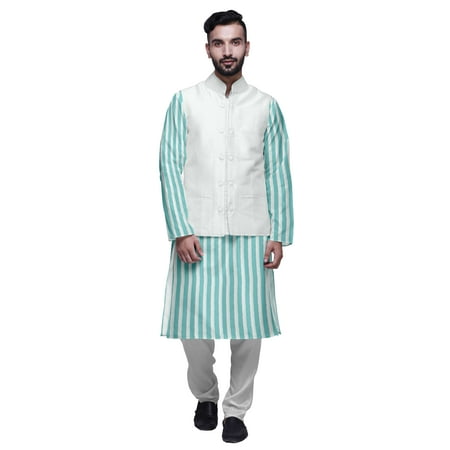 

Atasi Indian Kurta Pyjama Jacket Set For Men Printed Classic Casual Clothing