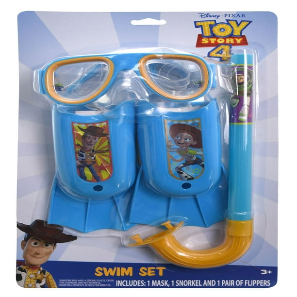 Disney Pixar Toy Story 4 Swim Set, Goggles Snorkel Flippers Kids Swimming Gear