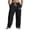CCE79-Black, variant on Linen Pants Men Casual Loose Fit Cotton Beach Pants Summer Elastic Waist Drawstring Cargo Trousers With Pockets Dark Gray L