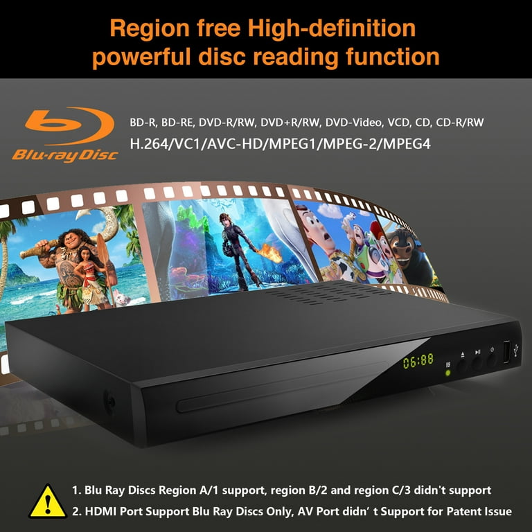 Blu Ray Player for TV 1080P Supported Blue Ray. DVD Players with