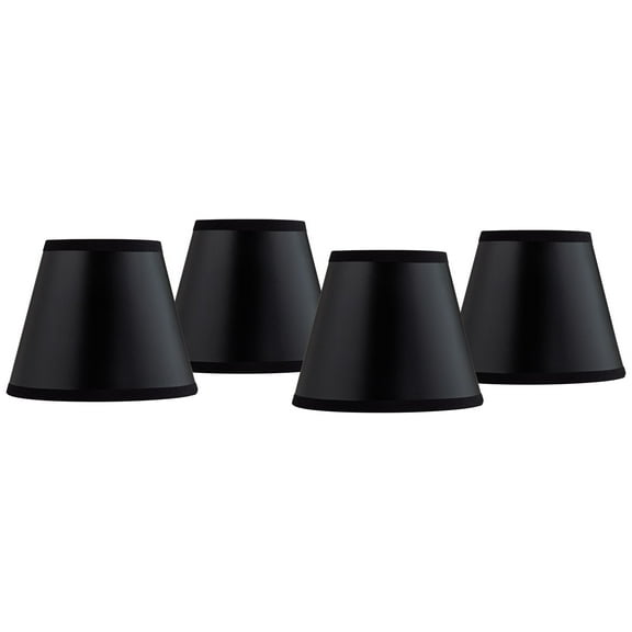 Springcrest Set of 4 Empire Chandelier Lamp Shades Black Paper Small 3" Top x 5" Bottom x 4" High Candelabra Clip-On Fitting
