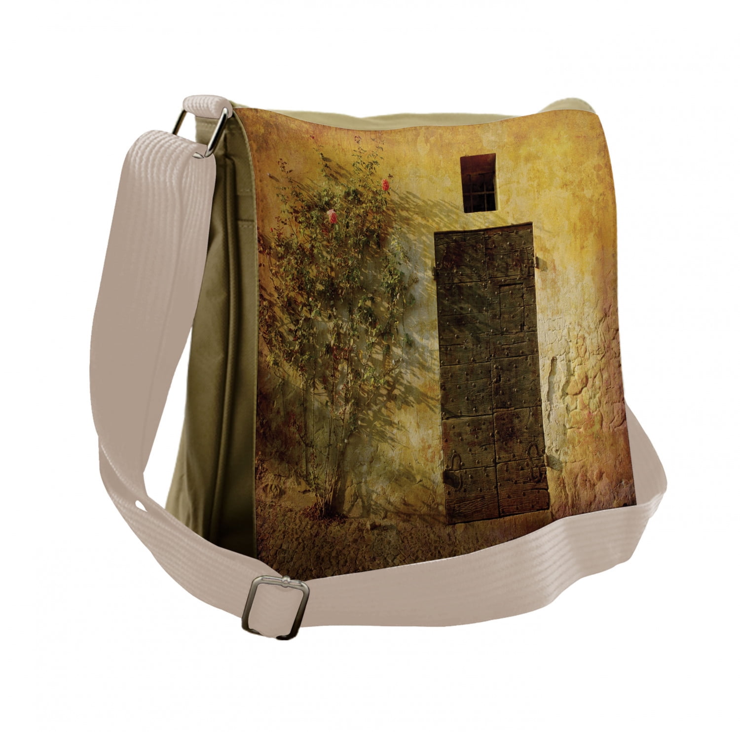 Ambesonne Rustic Gym Bag Street in Italy Flowers Large Weekender Carry-on