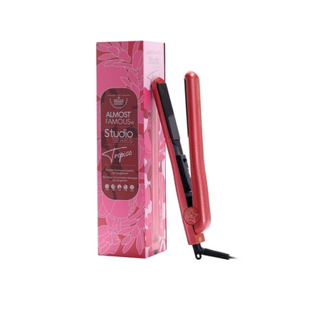 Almost Famous - 1.25 inch Tropico Studio Flat Iron with Waterprint Design - Hibiscus Pink