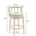 thumbnail image 5 of Comfortable Cow Top Leather Upholstered Bar Stool with Swivel Function, Wooden Legs - Home Kitchen Counter Dining Room Restaurant - Study or Pub - 26, 5 of 8