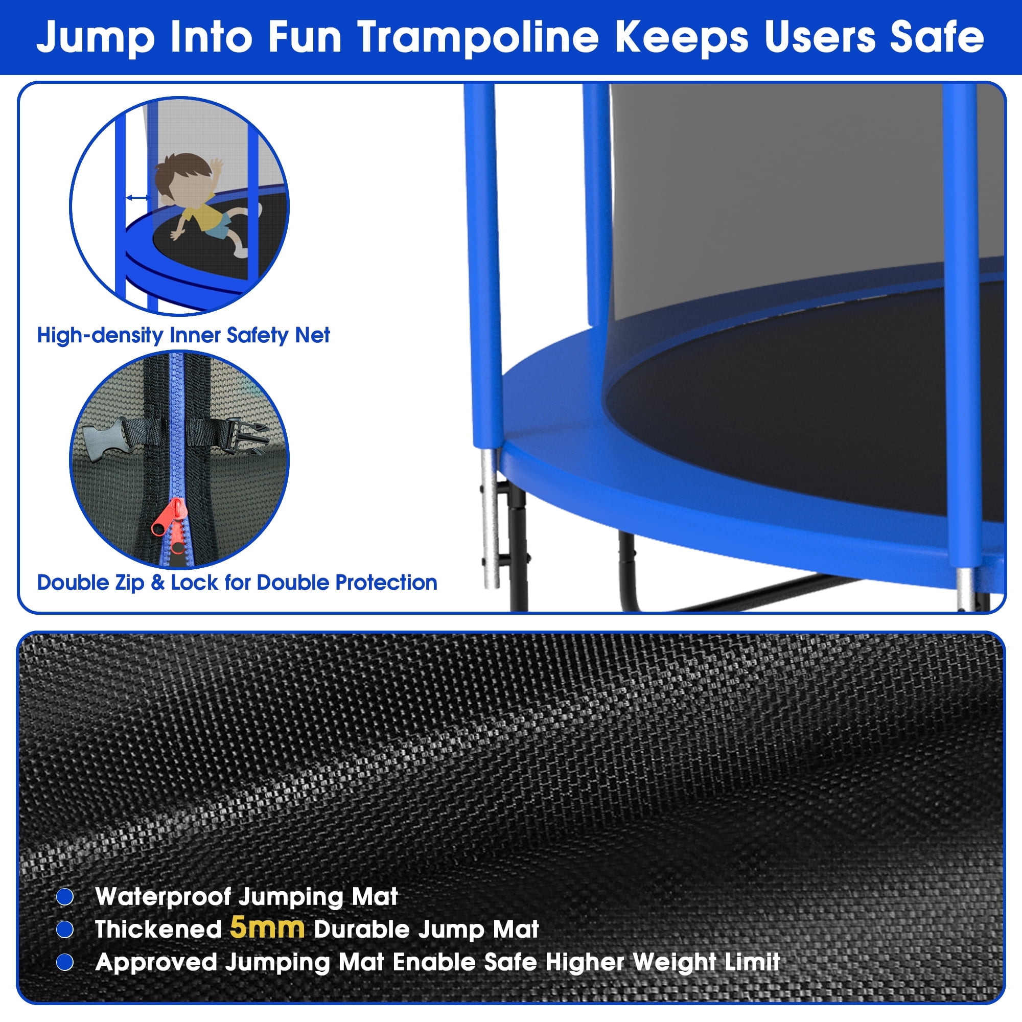 Jump Into Fun 14FT Trampoline for Adults/ 6-8 Kids, 1400LBS Capacity Trampolines with Enclosure, Basketball Hoop, Heavy Duty Outdoor Galvanized Anti-Rust Coating Recreational Trampoline