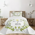 thumbnail image 3 of Ambesonne Queen Quilted Bedspread Set 2 Pcs, Green Wreath Words Crown, Twin Size, Grey Apple Green, 3 of 6