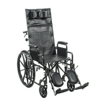 Drive Medical Silver Sport Full-Reclining Wheelchair, Desk Arms, 18" Seat