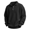thumbnail image 4 of BXJX Boys Button Sweatshirts, Waffle Knit Long Sleeve Lapel Collar School Pullover Tops Black Size 9-10 T, 4 of 9