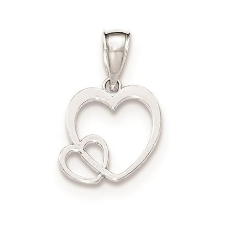 925 Sterling Silver Double Hearts Polished Charm Pendant