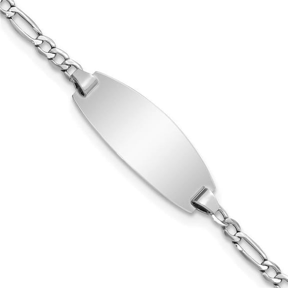 Primal Gold 14 Karat White Gold Semi-Solid Oval Figaro ID Bracelet