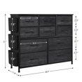 thumbnail image 3 of Dresser for Bedroom, 10 Drawers Fabric Storage Drawer, Dressers & Chest of Drawers with Side Pockets, Hooks, Wood Tabletop for Closet, Living Room, Hallway (Rustic Brown), 3 of 9