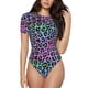 thumbnail image 1 of Balery Rainbow Animal Skin Body de cuello redondo de manga corta para mujer Tops de manga corta Tops básicos-Large, 1 of 7