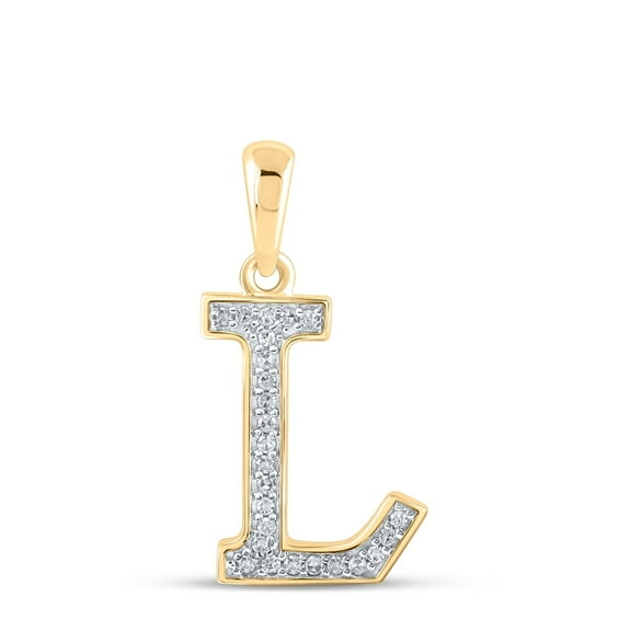 10K YELLOW GOLD ROUND DIAMOND INITIAL L LETTER PENDANT 1/12 CTTW