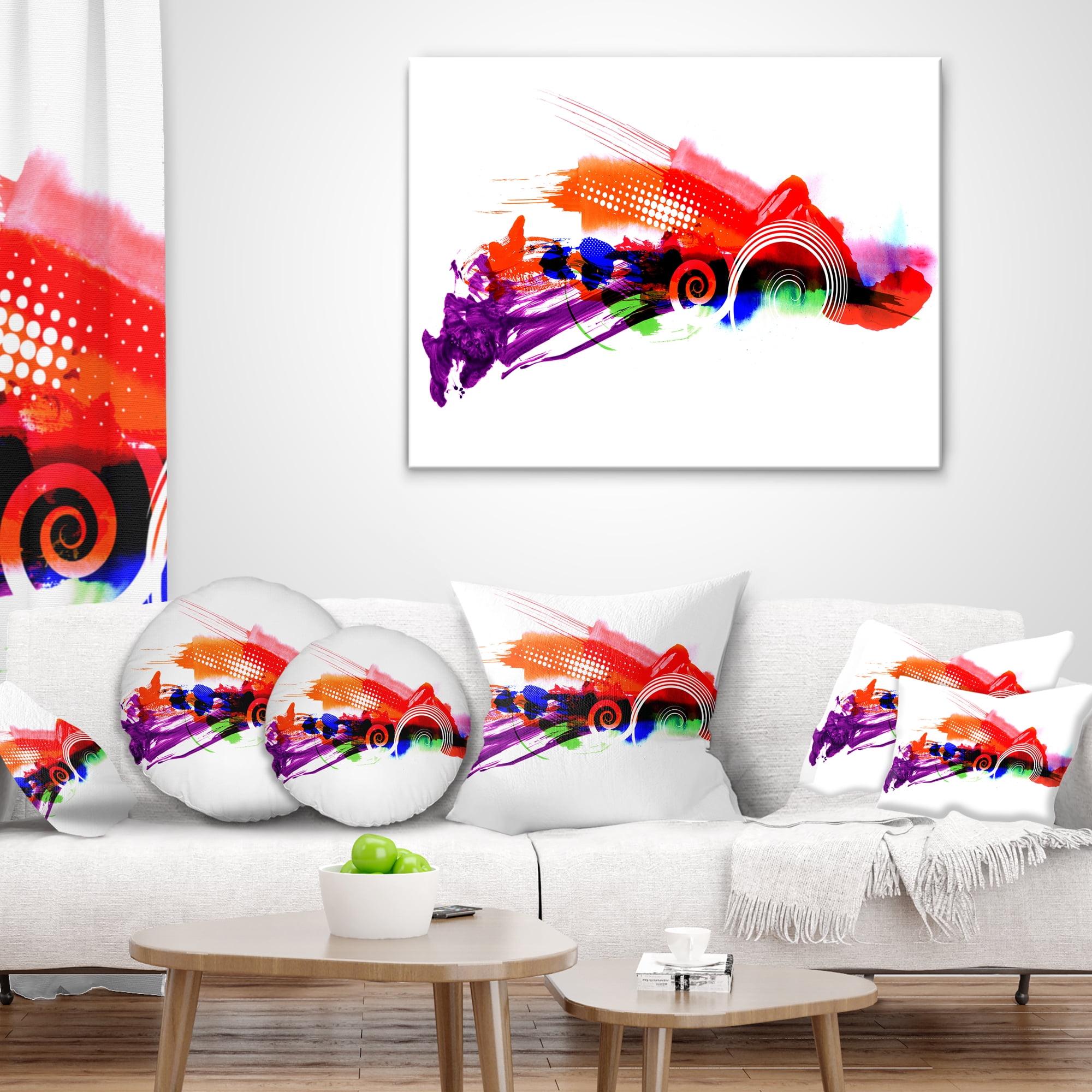 Designart Abstract Splashes of Colors - Abstract Throw Pillow - 16x16