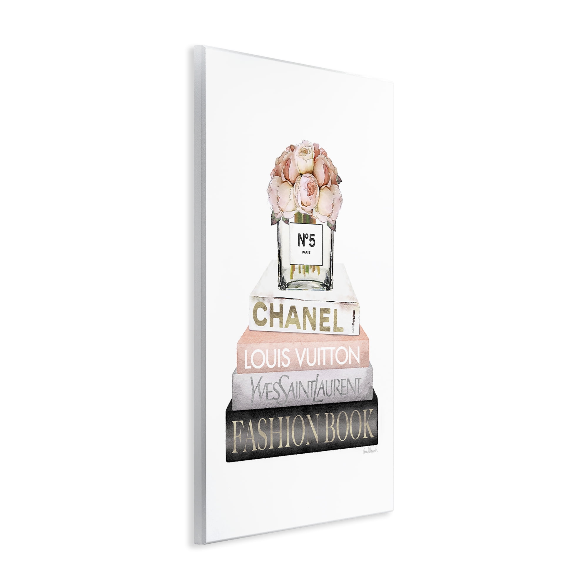 Stupell Industries Fashion Bookstack Peonies Botanical & Floral Painting Unframed Art Print Wall Art, 10 x 15