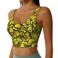 thumbnail image 2 of Naloa Yellow Butterflies Sports Bras for Women, High Support Bra with Removable Pads, Comfortable - Large, 2 of 9