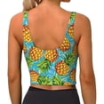 thumbnail image 3 of Vsdgher Pineapple Print Women Sleeveless Athletic Tank Top Built-in Bra Camisole Sports Vest for Yoga Running Fitness Exercise with Removable Pads, 3 of 8